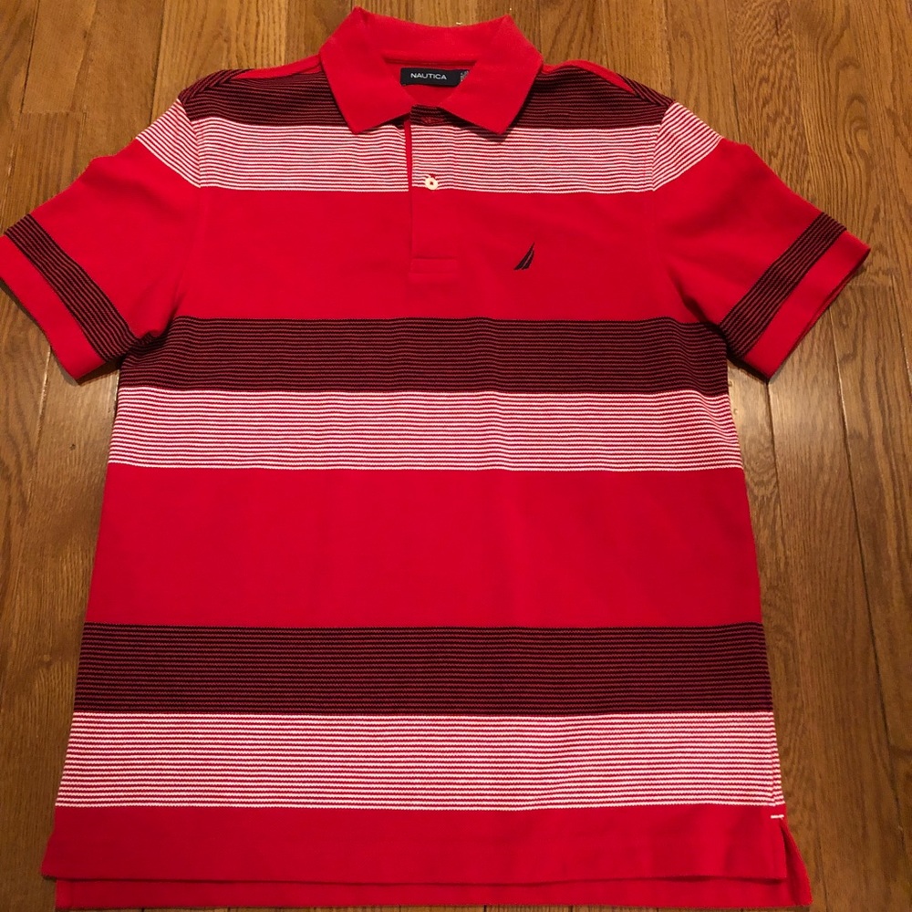 Men’s Nautica Red White Navy Polo - XS